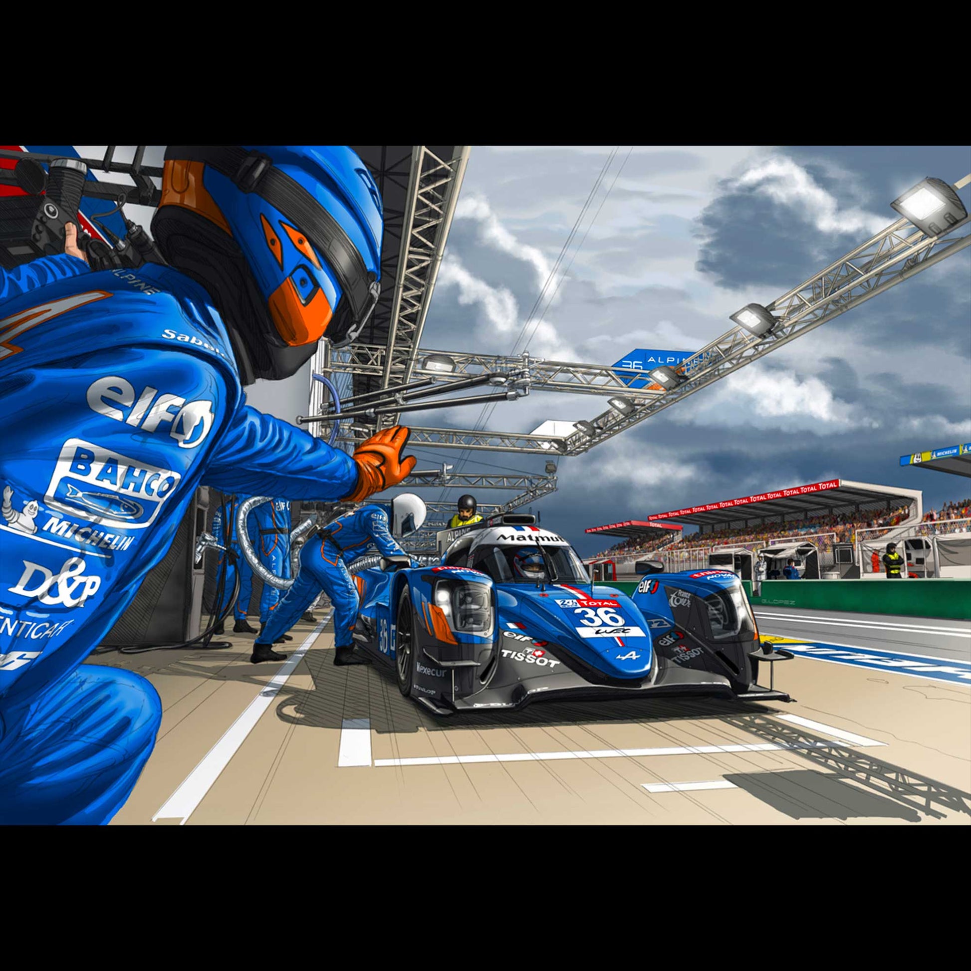 Illustration Renault Alpine 470 Pitstop at the 24h of Le Mans