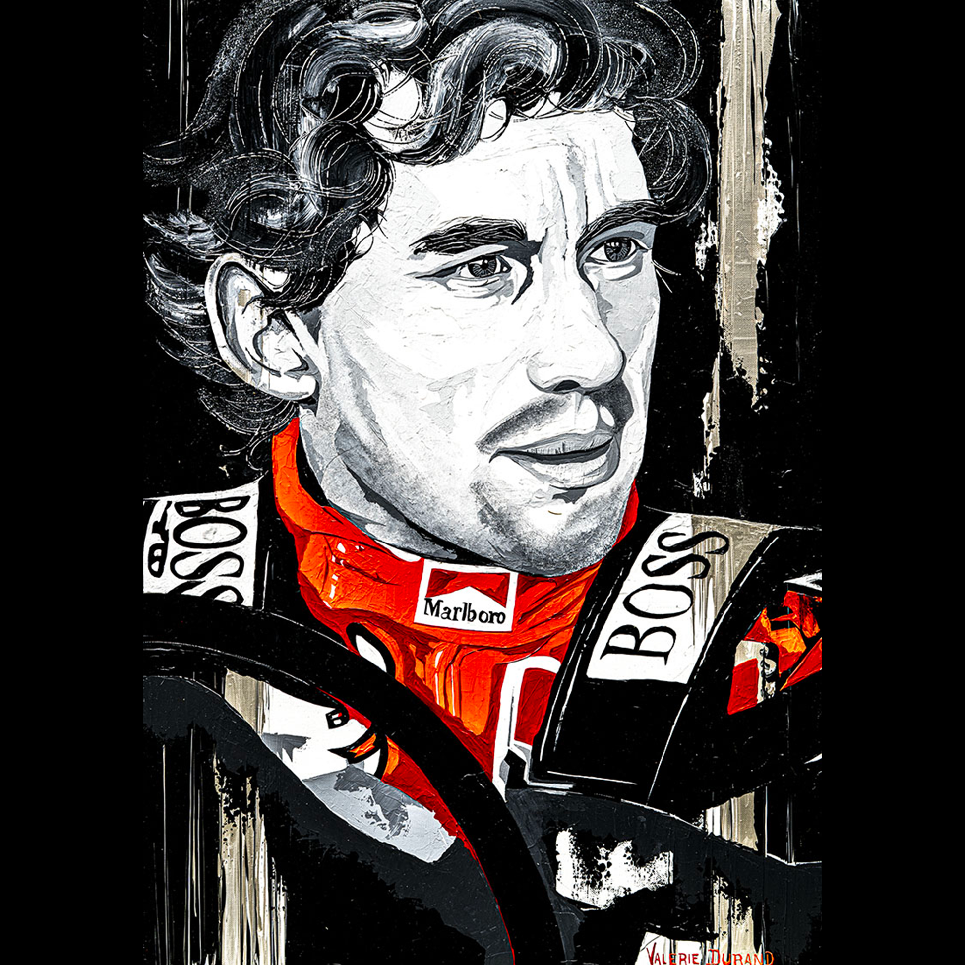 AYRTON SENNA MCLAREN "FORMULA 1 PILOTS" PAINTING VALERIE DURAND