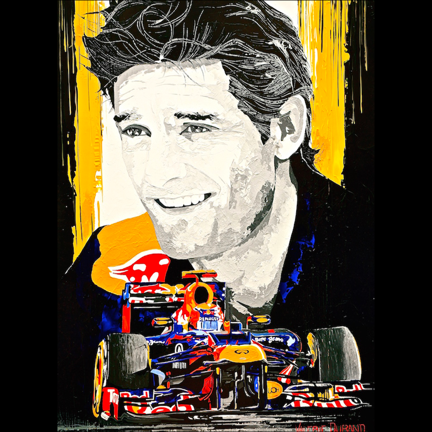 MARK WEBBER ASTON MARTIN "FORMULA 1 PILOTS" PAINTING VALERIE DURAND