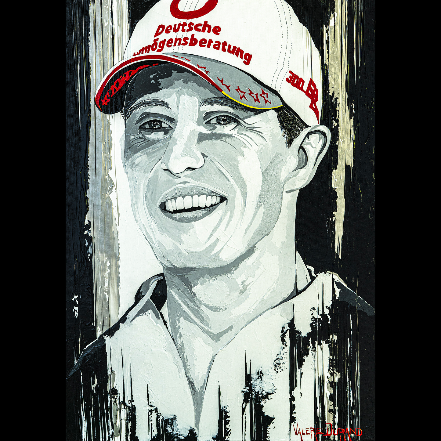 MICHAEL SCHUMACHER FERRARI "FORMULA 1 PILOTS" PAINTING VALERIE DURAND