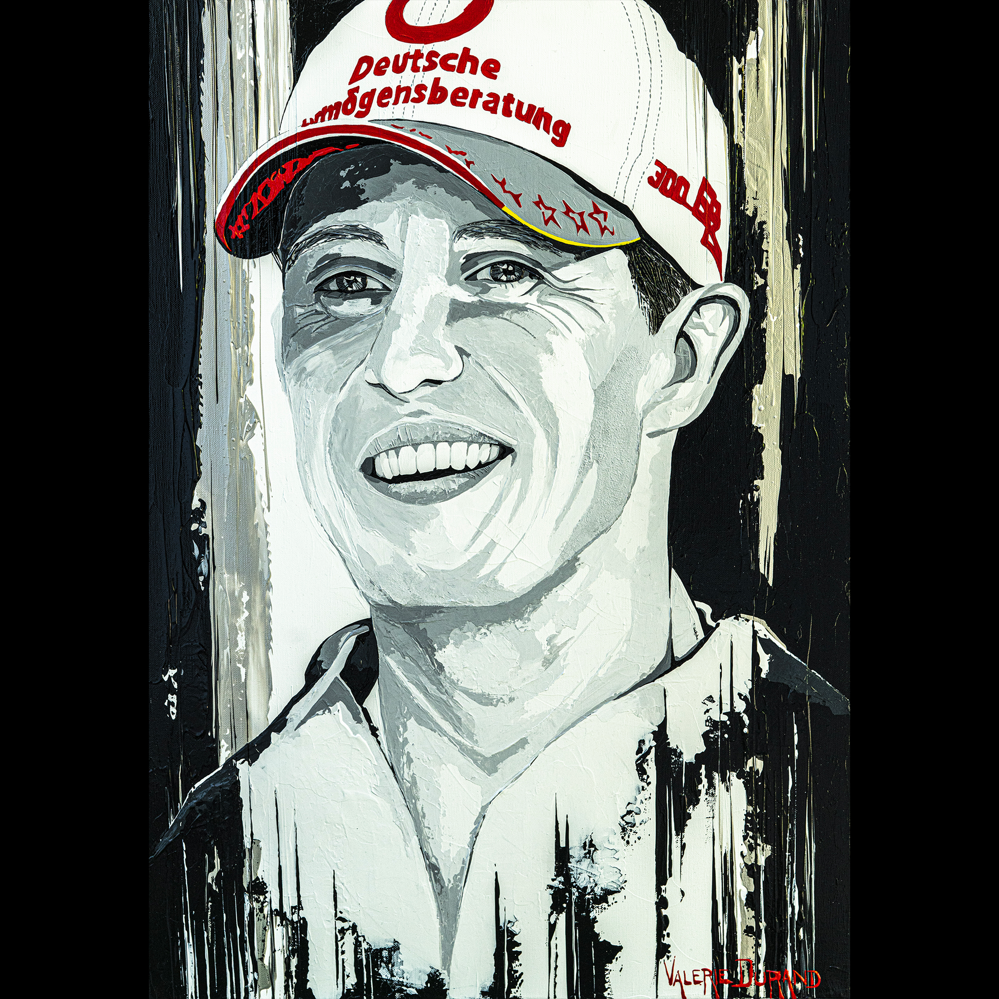 MICHAEL SCHUMACHER FERRARI "FORMULA 1 PILOTS" PAINTING VALERIE DURAND