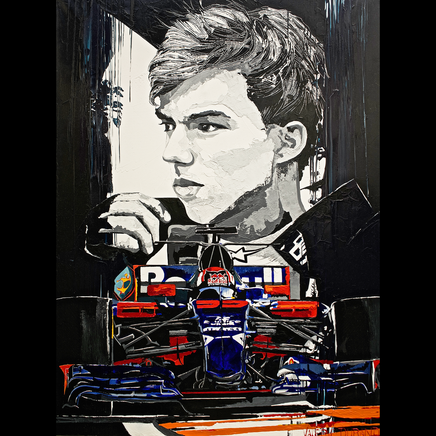 PIERRE GASLY ASTON MARTIN RED BULL "FORMULA 1 PILOTS" PAINTING VALERIE DURAND