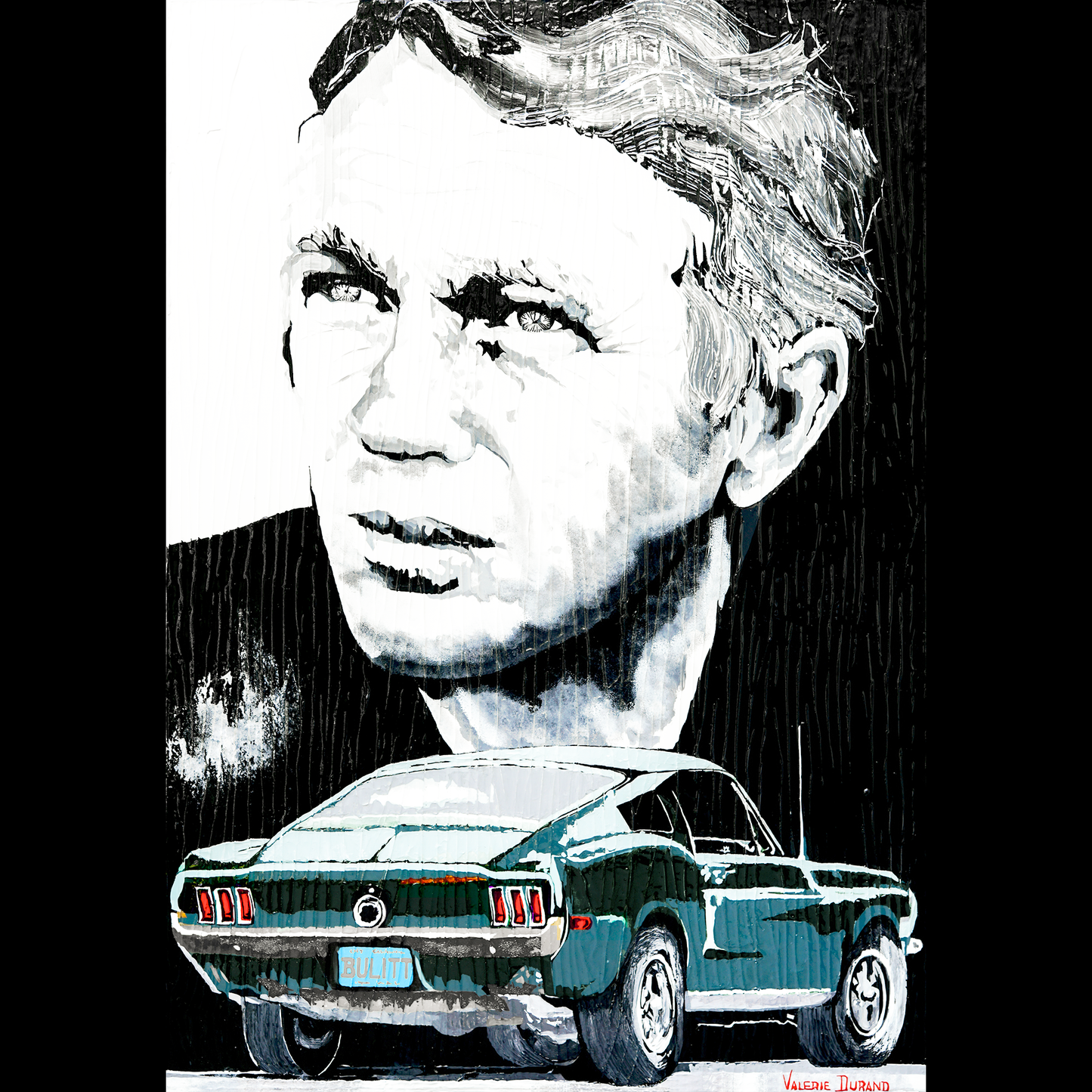 STEVE MCQUEEN "BULL IT" PAINTING VALERIE DURAND