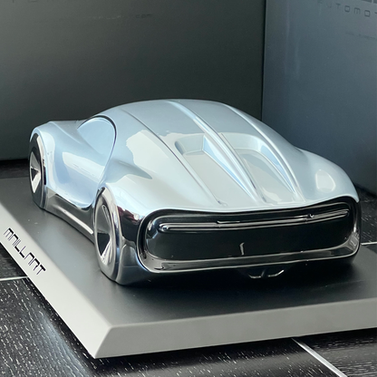 sculpture automobile en résine laurent maillart bugatti chiron gris et noir