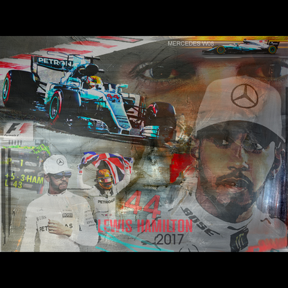 Lewis Hamilton "Worldwide F1 Champion" on Mercedes-AMG F1 W08 EQ Power+ in 2017 denis poutet le muret des stands