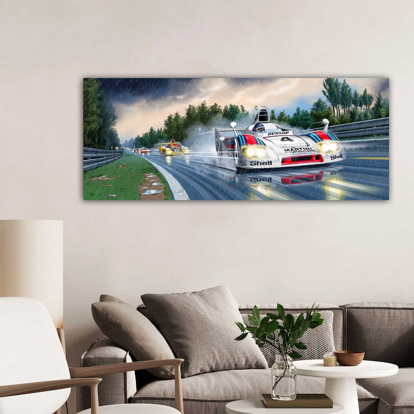 Illustration Porsche 936 day at 24h of Le Mans, jacky ickx, on fine art or plexiglass interior decoration