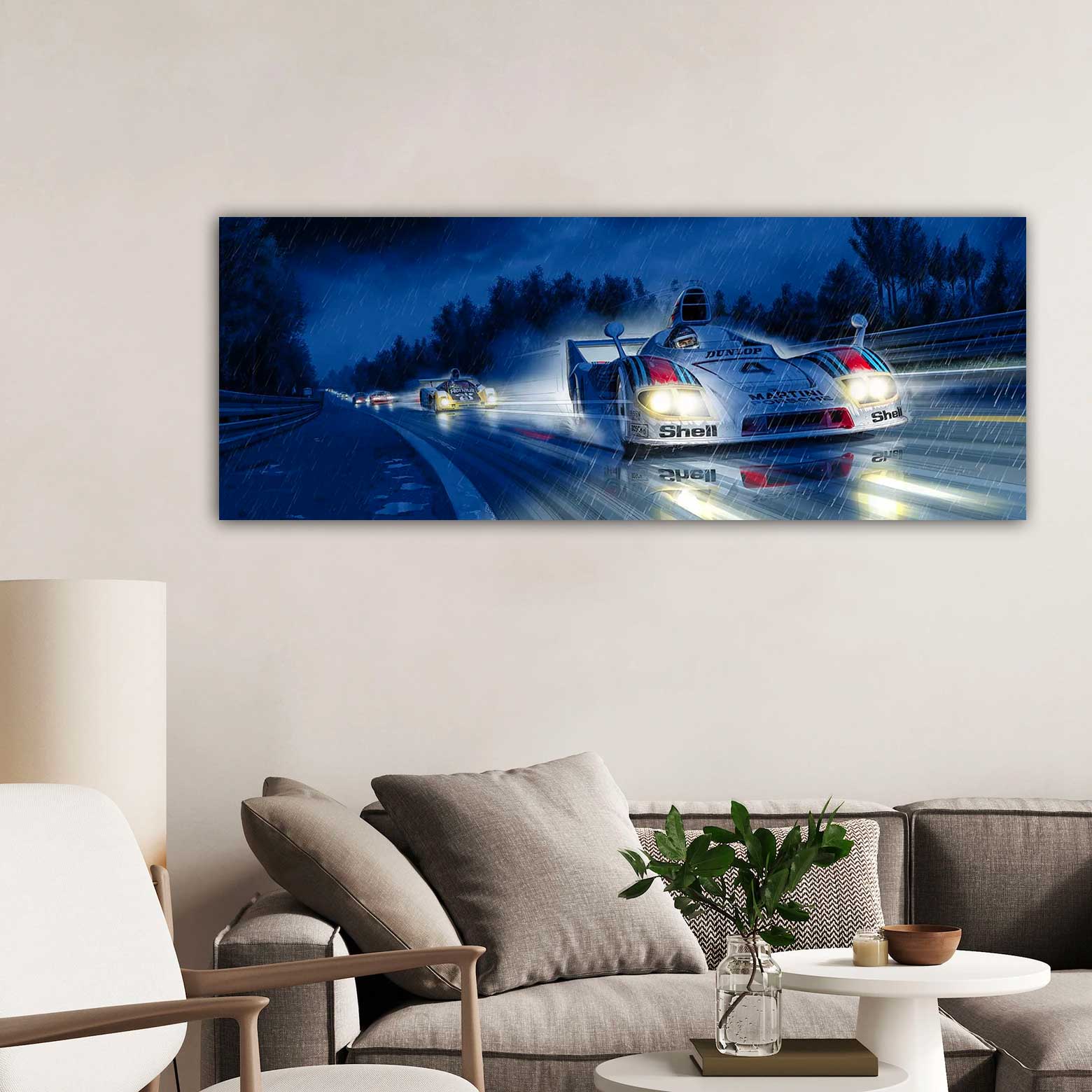 Illustration Porsche 936 night at 24h of Le Mans, jacky ickx, on fine art or plexiglass interior decoration 