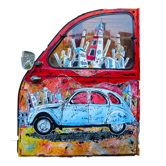 peinture portière citroen 2 chevaux Franck ecalard